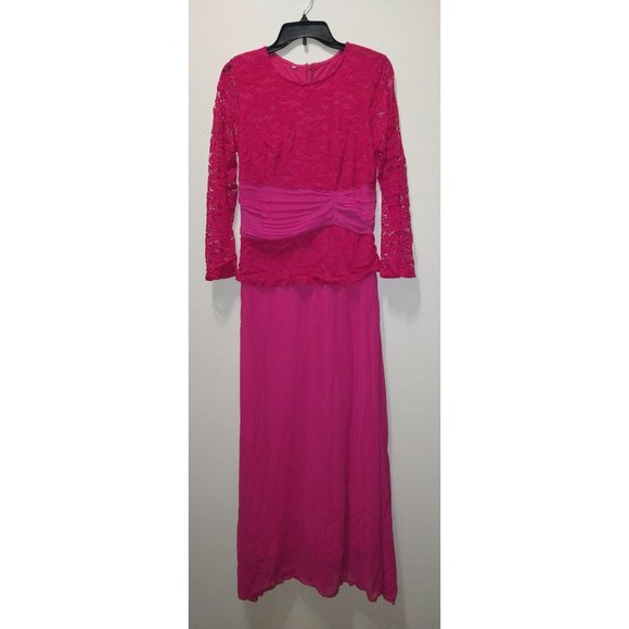 Maxi Pink Laxe/Chiffon Dress, zipper back, non stretch, size XL - Picture 7 of 7
